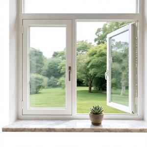 Fenêtre à battant en aluminium à rupture de pont thermique, double vitrage trempé isolant, résistant aux impacts de cyclone, avec manivelle, de style français - Product Image 1