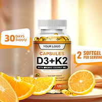 Gélules végétaliennes de Vitamine D3 K2 Calcium Magnésium pour la santé osseuse, soutien immunitaire amélioré, complément nutritionnel halal pour adultes, OEM