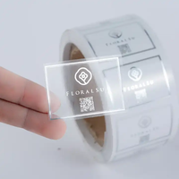 Rouleau d'autocollant d'étiquette de bouteille transparent avec impression personnalisée vinyle imperméable pour soins de la peau feuille d'or logo estampillé autocollant en vinyle