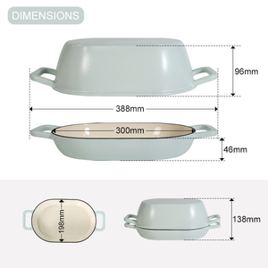 Cloche à pain OEM sous marque privée, vente en gros, 2-en-1 ovale en fonte émaillée pour <span class=keywords><strong>boulanger</strong></span> de pain au levain, destinée aux distributeurs d'articles de cuisine - Product Image 2