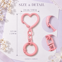 Porte-clés Cœur Couleur Bonbon avec Fermoir à Pression et Anneau à Ressort pour Noël, Cadeau Femme, Accessoires DIY, Breloque de Sac