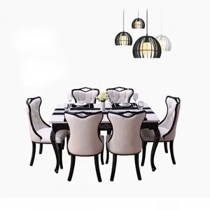 Grosir kayu hitam ruang makan-Gaya Eropa Mewah Bingkai Kayu Meja Makan Marmer CEDT008 untuk Perabotan, Perlengkapan Peralatan Rumah Tangga