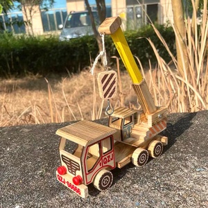 Nuevos juguetes Montesori, juego educativo de sitio de construcción de madera, juguetes de grúa de madera, coches para niños pequeños - Product Image 4