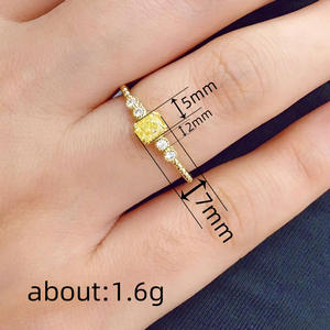 Bague en or jaune pour femme T0247, diamant taille radiant, bague de fiançailles géométrique, plaqué or 18 carats - Product Image 4