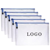 Porte-documents transparent en PVC A4 personnalisé, sac à documents en plastique imperméable, pochette à fermeture éclair en maille pour fournitures scolaires et de bureau, sac à documents