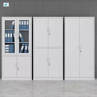 Armoire de classement commerciale pour bureau de direction scolaire avec vitrine, armoire à deux portes en métal pour rangement de dossiers