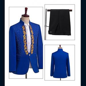 大人のスタンディングカラースパンコールシンガーホストコスチュームステージコーラスメンズドレススーツ2ピースセット - Product Image 5