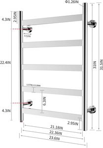 Sèche-<span class=keywords><strong>serviettes</strong></span> chauffant 5 barres, sèche-<span class=keywords><strong>serviettes</strong></span> mural à brancher, chauffe-<span class=keywords><strong>serviettes</strong></span> électrique poli, porte-<span class=keywords><strong>serviettes</strong></span> chauffant - Product Image 4