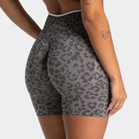 Shorts de yoga léopard, vêtements de fitness, leggings d'extérieur, push-up, sans couture, sportswear, effet scrunch, pantalon trois-quarts pour femme