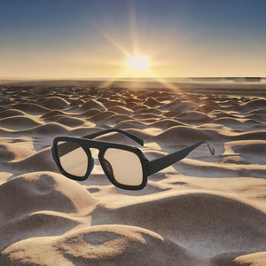 Lunettes de soleil unisexes rétro carrées 1386 personnalisées à marque privée, monture intégrale, légères, protection UV400, en PC, confortables pour l'extérieur - Product Image 3