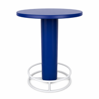 Table de bar ronde personnalisée avec logo couleur, 80 cm, base double anneau en métal thermolaqué, vente directe usine, marque OEM, projet hôtelier