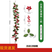 Kunstmatige Kerstboom Groene Faux Bladeren Rood Fruit Wijnstok Kunstbloem Slinger Voor Decoratie