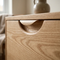 Buffet en bois de frêne ordique avec panneaux en rotin naturel, meuble de rangement minimaliste en bois massif, table de buffet, mobilier de maison
