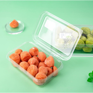 Boîtes de <span class=keywords><strong>charcuterie</strong></span> à clapet en plastique pour animaux de compagnie avec couvercles transparents Dessert Cookie Bread Container Box pour fruits alimentaires - Product Image 4