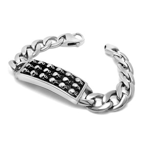 Stainless Steel Skull <b>Bracelet</b> 21.5Cm Punk Style Chain Link Bangle CE316 - Product Image 5