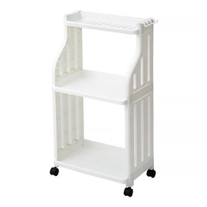 Estante de almacenamiento móvil de plástico PP para baño y cocina con ruedas, organizador multifunción de artículos diversos, carrito de fácil montaje - Product Image 1