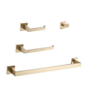 Ensemble de 4 pièces de quincaillerie de salle de bain DB Modern avec porte-serviettes finition en acier inoxydable pour hôtels et salles de bains contemporaines - Product Image 1