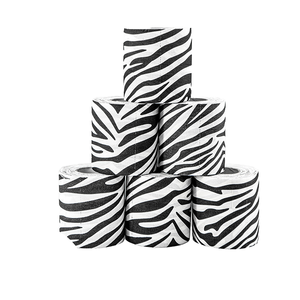 <span class=keywords><strong>Rouleau</strong></span> de <span class=keywords><strong>papier</strong></span> personnalisé écologique doux imprimé zèbre 4 couches épaissie texture de peau d'animal <span class=keywords><strong>toilette</strong></span> jetable à rayures noires - Product Image 2