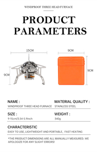 Fogão a Gás Mini Portátil à Prova de Vento com 3 Queimadores 5800W Dobrável para Camping, Caminhadas e Cozinha ao Ar Livre - Product Image 2