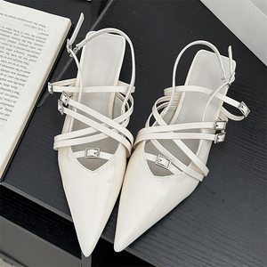 2025 New Patent Leather Black <b>White</b> Stiletto Custom High <b>Heels</b> Sandals Zapatos De Mujer - Product Image 3