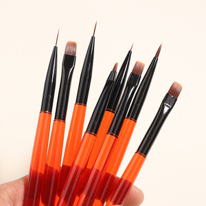 Pinceaux de manucure professionnels pour nail art, avec manche en acrylique transparent dégradé rouge-noir, poils en nylon, pour gel, liner et construction d'ongles - Product Image 3