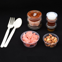 Tasse à sauce de 1 oz avec couvercles Boîte à sauce jetable à emporter emballée avec du vinaigre de sauce soja chili et une tasse de dégustation avec couvercle
