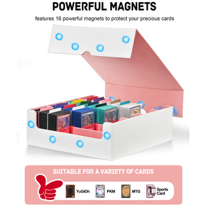 Boîte à cartes en cuir PU JUZI en gros, quatre rangées, aimants intégrés, boîte de rangement de luxe pour cartes à collectionner avec impression personnalisée - Product Image 4