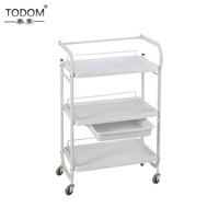 Chariot de Salon de Beauté et Spa en Plastique Blanc, Prix Usine, OEM ODM, Capacité de Charge 45KG, Usage Commercial Hôtel et Salle de Sport