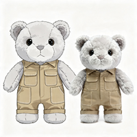 Ours en peluche gris en gros, personnalisés en forme d'animaux, jouets en peluche en vrac avec vêtements, ours en peluche personnalisés