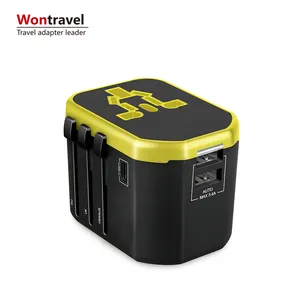 Wontravel Universal cargador de viaje USB 3 salida mundo USB tipo C adaptador de enchufe cargador de teléfono