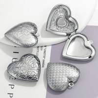 Coeur Photo Boîte Pendentif Motif En Relief Creative Collier Accessoire Charme DIY Personnaliser Pendentif En Acier Inoxydable Étanche