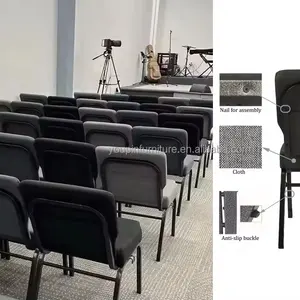 Vente en gros de chaises d'auditorium rembourrées à emboîtement en métal pour l'église, l'école, le théâtre, la conférence et la salle de classe empilables et faciles à entretenir