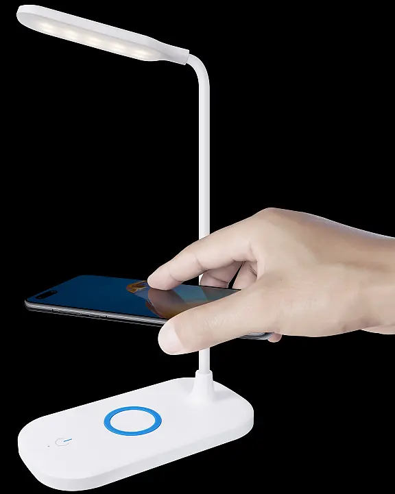 Lampe de bureau tricolore réglable Smart Touch avec chargeur sans fil intégré pour casque Apple Watch Smartphones
