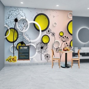 Carta da Parati in PVC Personalizzata con Motivi Floreali Europei, Moderna e Alla Moda, Dente di Leone Circolare 3D, Stereo, per Sfondo TV, Divano, Camera da Letto, Autoadesiva - Product Image 4
