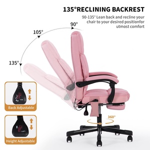 Hochleistungs-Bürostuhl mit rosa Massage Ausziehbare Fuß stütze 6-Zonen-Vibrationsheizung 400lbs Hochleistungs-Liegestühle - Product Image 4