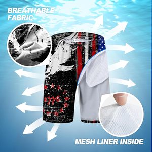 Trajes de Baño Personalizados para Hombre, Shorts de Secado Rápido con Bolsillos, Estampado de Bandera Americana, Ropa de Playa para Surf - Product Image 5
