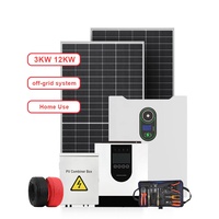 Kit solaire hors réseau avec contrôleur MPPT pour cabane, camping et usage en remise, panneau monocristallin 3 kW, batterie lithium-ion