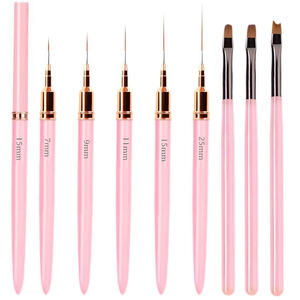 Ensemble de 8 pinceaux pour nail art, 5 pinceaux liner et 3 pinceaux multi-formes pour extensions et motifs délicats sur les ongles - Product Image 1