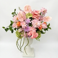 Boule de fleurs en gel souple de haute qualité, rose, coquelicot, marguerite, hortensia, couleurs chaudes, centre de table de mariage, décoration de mariage