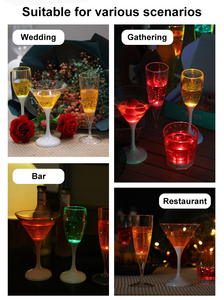 Les <span class=keywords><strong>LED</strong></span> activées par liquide allument des verres à boire Design créatif lueur dans le noir tasse de fête flûtes à <span class=keywords><strong>champagne</strong></span> en plastique PS de qualité alimentaire - Product Image 6