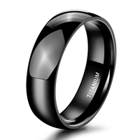 POYA Unisex Klassischer Kuppelring aus Titan 2mm-8mm Schlicht Schwarz Poliert Glattes Design für Hochzeit Verlobung Brautparty