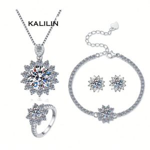 Ensemble de bijoux en argent 925 pour femmes, collier, boucles d'oreilles, bague, bracelet, flocon de neige, zircon, bijoux fins de luxe pour mariage - Product Image 1