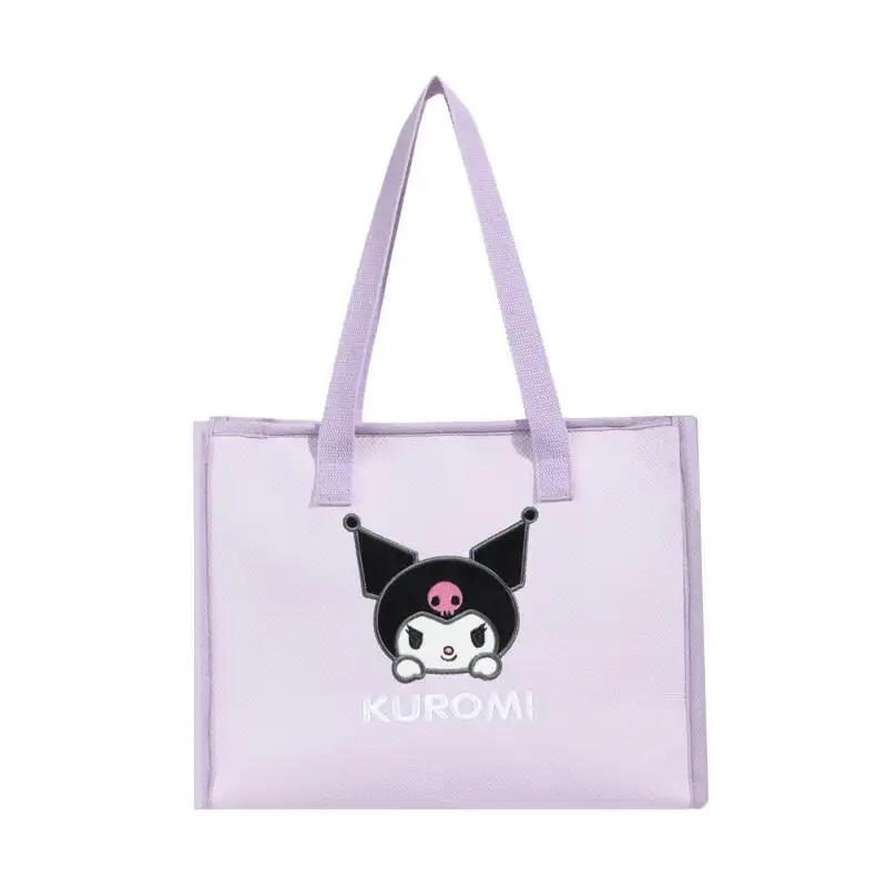 Kuromi Macaron shoulder bag mommy bag vacation pacha dog kulomi square cotton and linen handbag