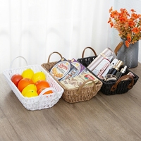 Panier de rangement ovale en papier tressé, organisateur de bureau et de table basse, plateau pour collations et cosmétiques, design minimaliste