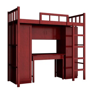 <b>Solid</b> <b>Wood</b> Bunk Bed 2100x950x2000mm With <b>Desk</b> And Cabinet For Dormitory Adult Use - Product Image 5