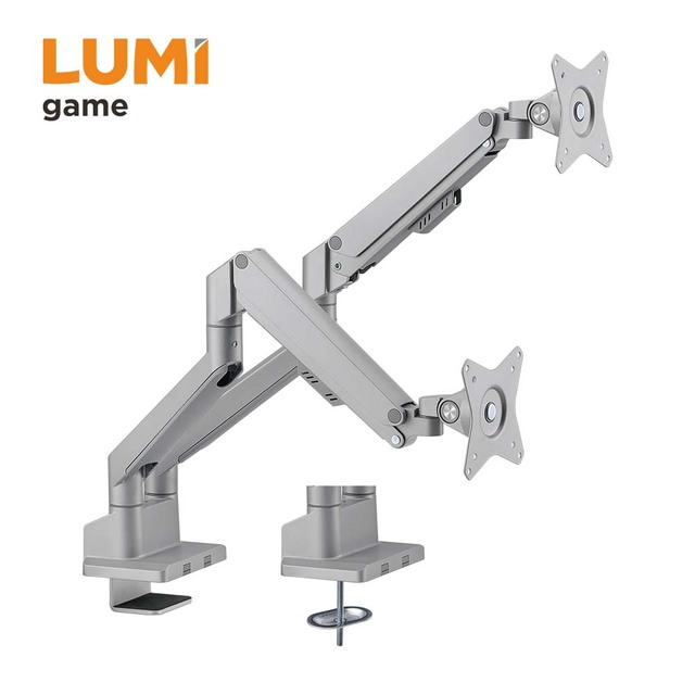 LDT62-C024 Dual Monitor Arm Thin Profile Gas Spring Desk Mount Monitor Stand Adjustable VESA Compatible