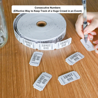 Rouleaux de bons de tombola perforés numérotés 1x2 pouces, 150 g/m² blanc, billets d'entrée événementielle « Admit One », 2000 unités pour carnaval, collectes de fonds scolaires