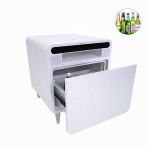 Tavolo da <span class=keywords><strong>comodino</strong></span> ad angolo per camera da letto moderna Semra <span class=keywords><strong>comodino</strong></span> per frigorifero oversize in metallo bianco con cassetto per frigorifero di raffreddamento - Product Image 6