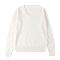Pull-over décontracté pour femme en laine et cachemire de haute qualité, col en V, doux, moelleux, coupe ample, avec logo OEM de la manufacture