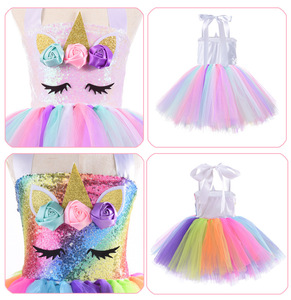 Costume da <span class=keywords><strong>Unicorno</strong></span> per Bambine con Luci, Vestito da Principessa Arcobaleno per Feste di Compleanno e Spettacoli, Vendita all'Ingrosso 2022 - Product Image 6